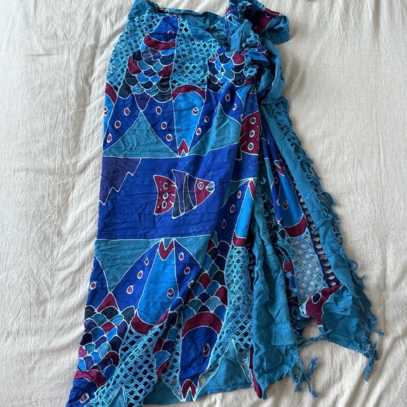 Other - Long Blue Sarong Swimsuit Cover Up Skirt